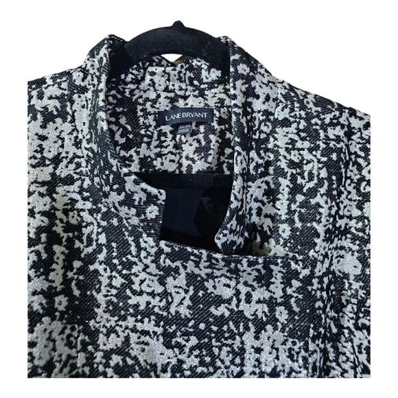 LANE‎ BRYANT Metallic Printed Jacket Coat  Black Silver -  Size 22/24 - Picture 4 of 7